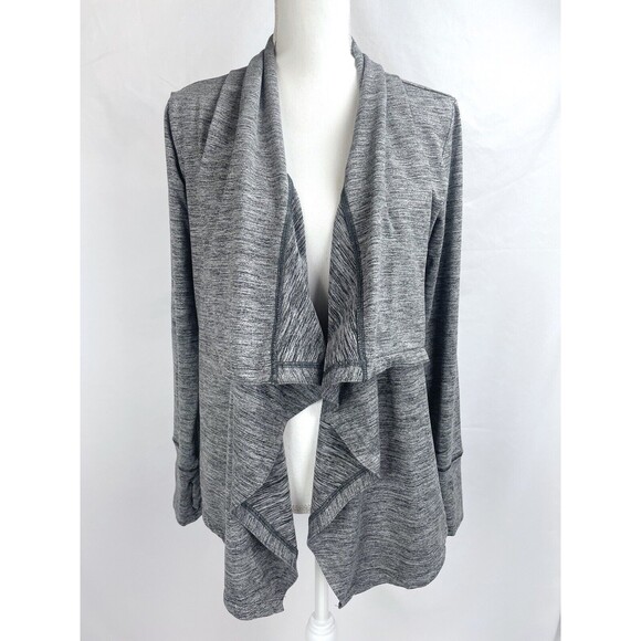 Nike Women MEDIUM Yoga Gray Draped Open Cardigan CV6486 Thumb Holes - Picture 1 of 8